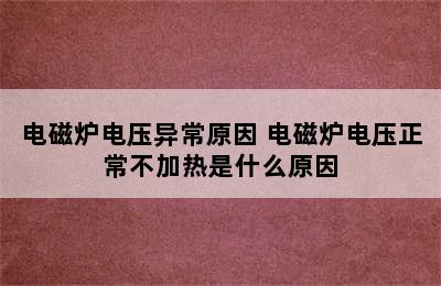 电磁炉电压异常原因 电磁炉电压正常不加热是什么原因